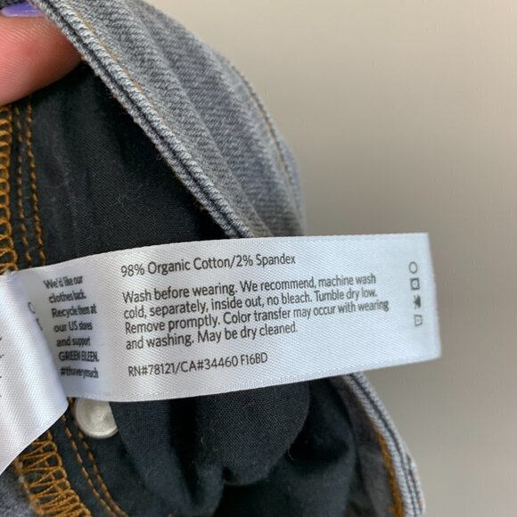 Eileen Fisher Grey Washed Mid-Rise Skinny Organic Cotton Jeans Size 10 - Picture 9 of 9